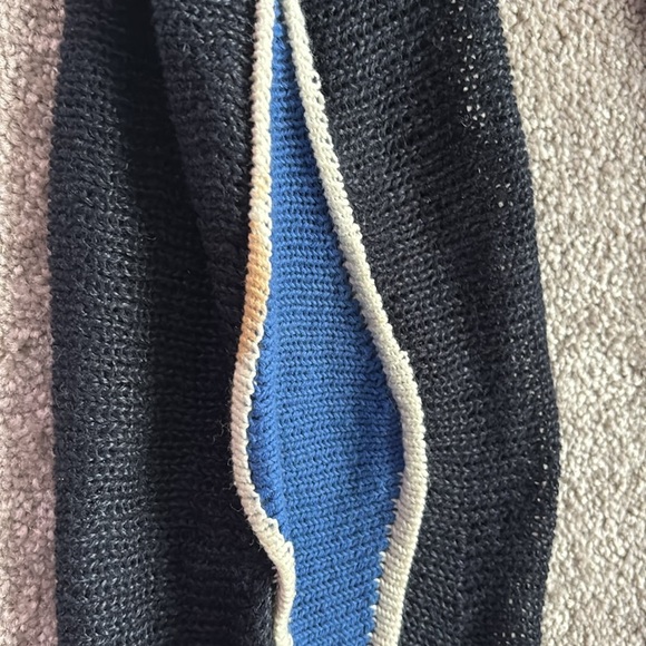 Armani Jeans Navy black contrast Futuristic Linen Mesh long sleeve Sweater XXL - Picture 6 of 15